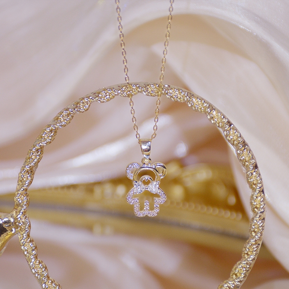 💯 New 14k gold diamond bear necklace - Picture 4 of 5